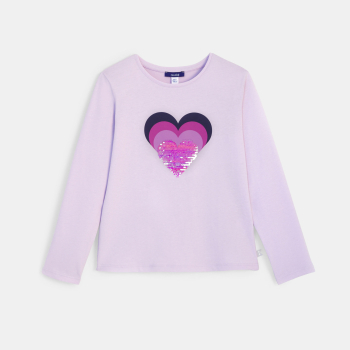 تيشيرت بأكمام طويلة، باللون الأورجواني، ومُزيَّن بترتر سحري مُغاير، للفتيات